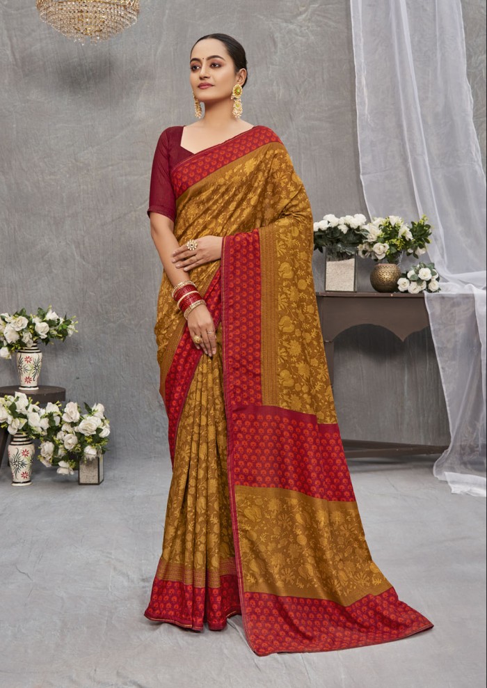 Mustard Tusser Silk Saree Ashvi 26234 