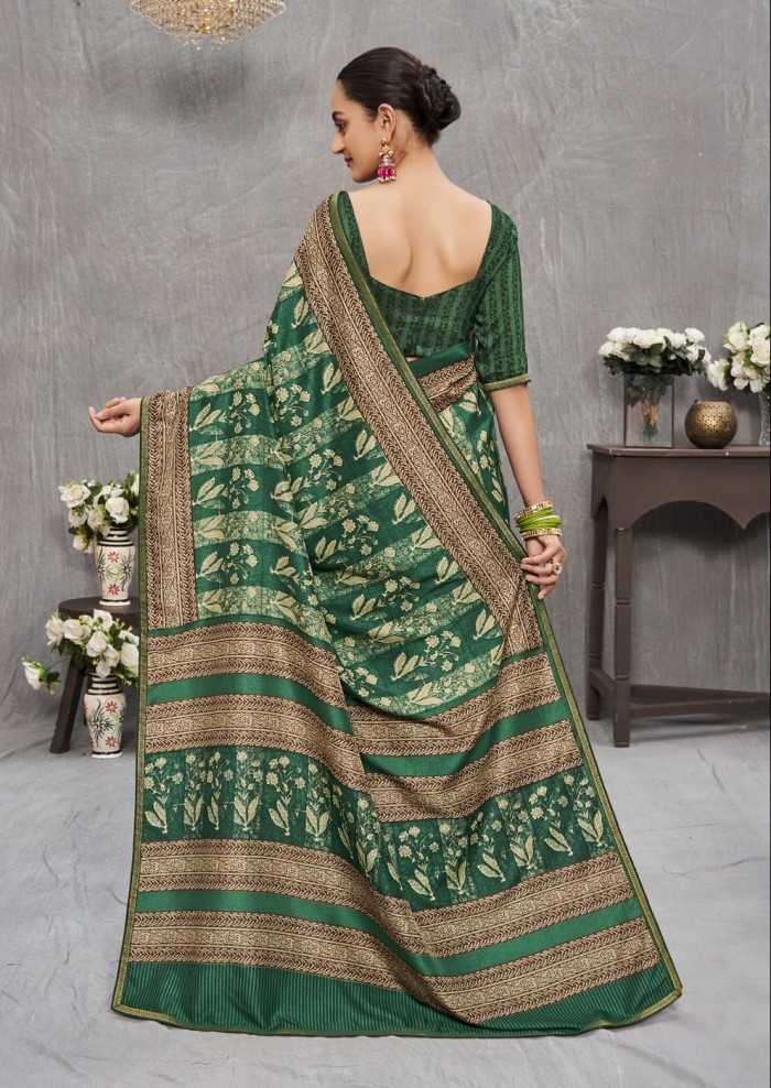 Green Tusser Silk Saree Ashvi 26237 