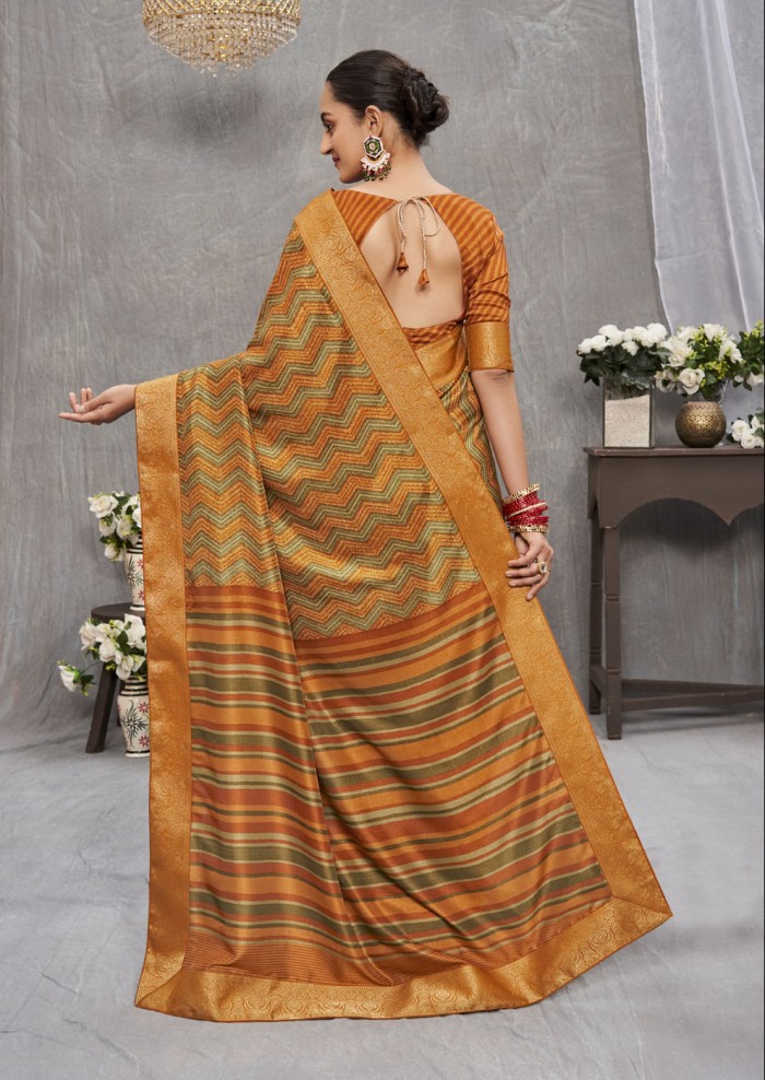 Mustard Tusser Silk Saree Ashvi 26238 