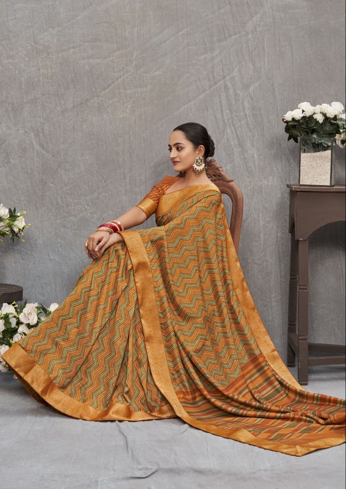 Mustard Tusser Silk Saree Ashvi 26238 