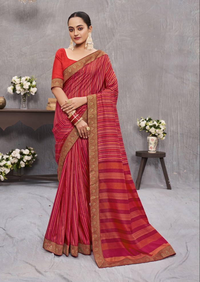 Red Tusser Silk Saree Ashvi 26243 