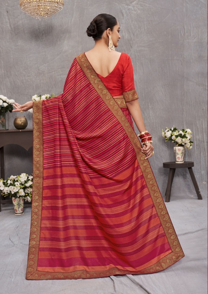 Red Tusser Silk Saree Ashvi 26243 