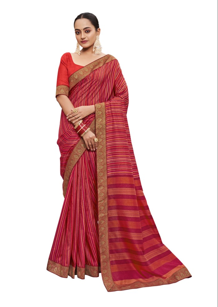 Red Tusser Silk Saree Ashvi 26243 