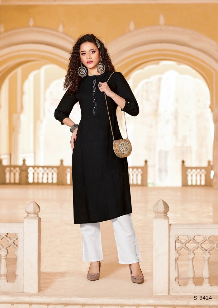 BLACK RAYON KURTI