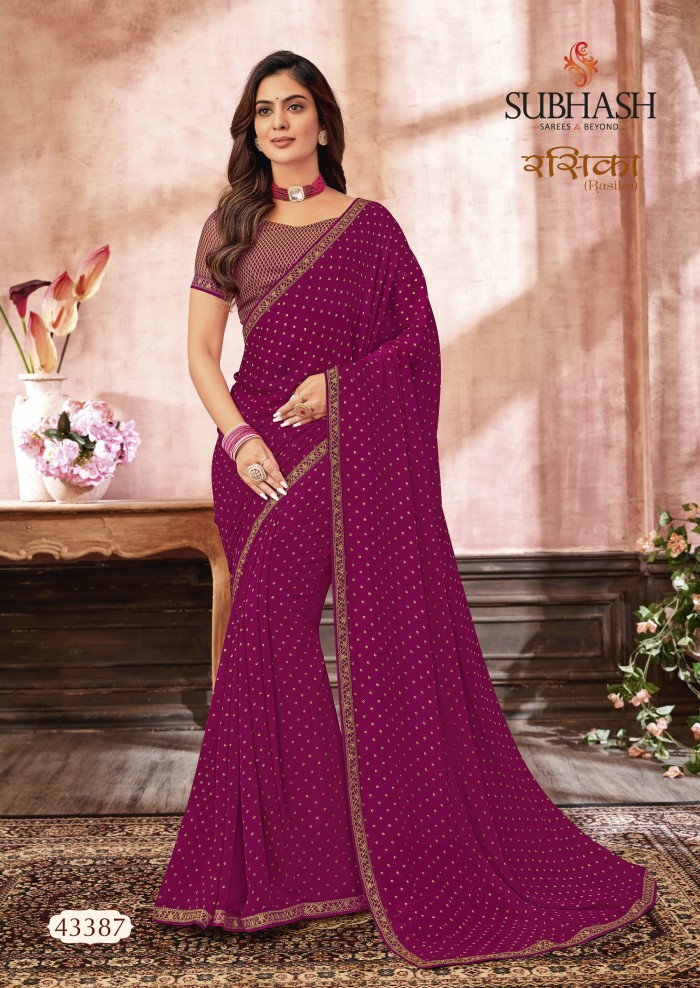 Wine Georgette saree