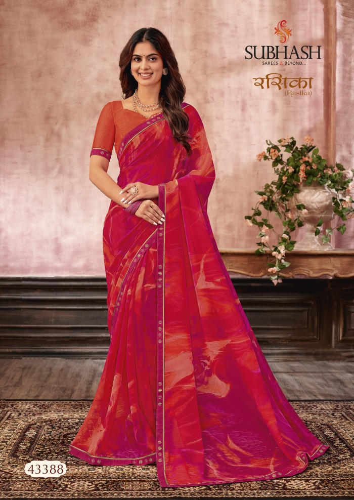 Orange Georgette saree