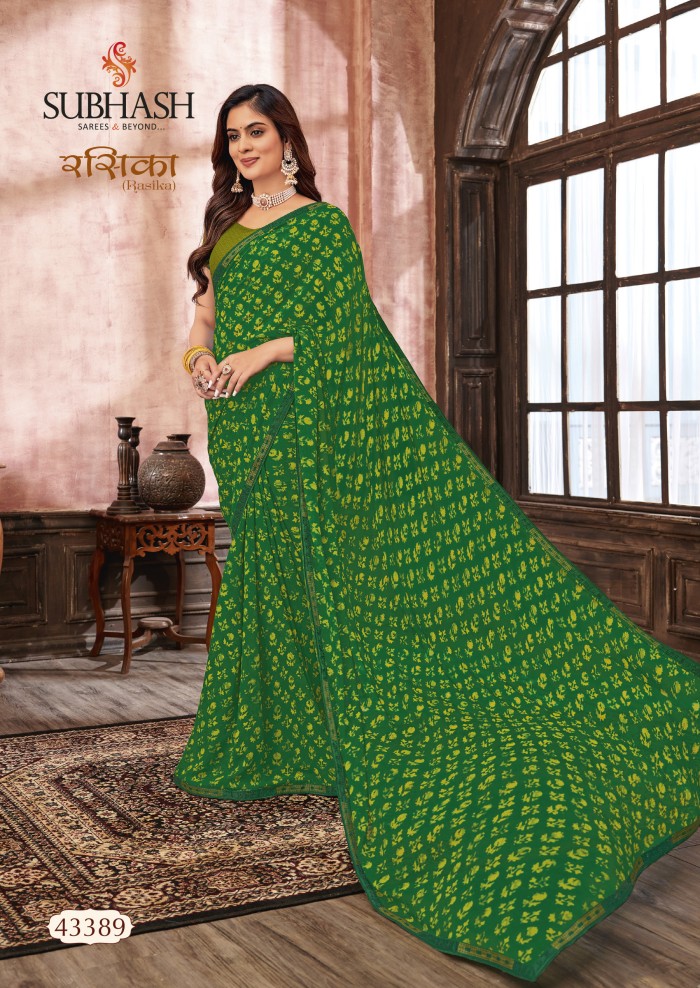 Green Georgette saree