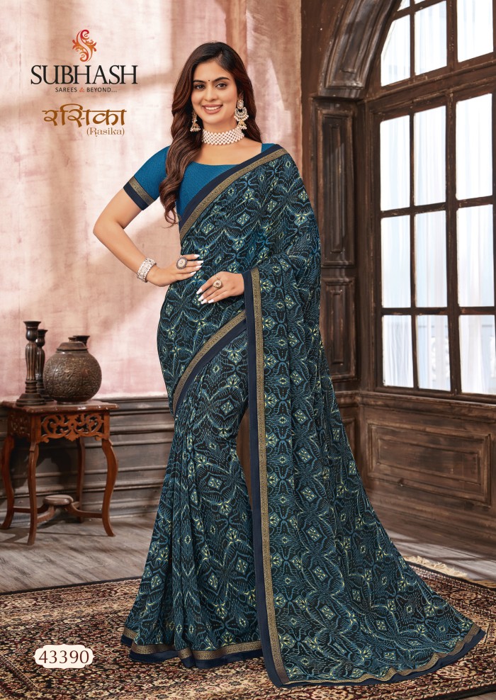 Navy Blue Georgette saree