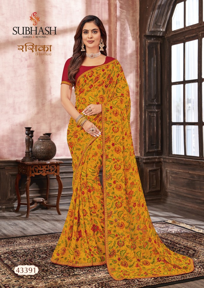 Mustard Georgette saree