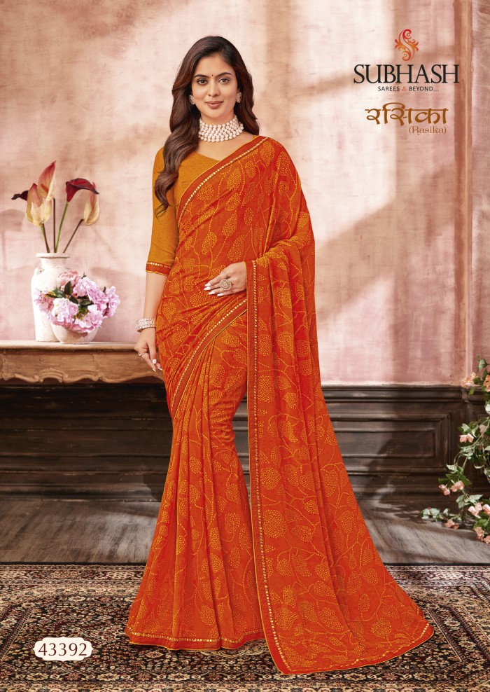 Orange Georgette saree