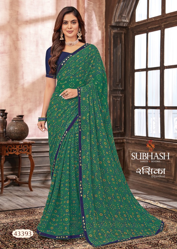 Green Georgette saree