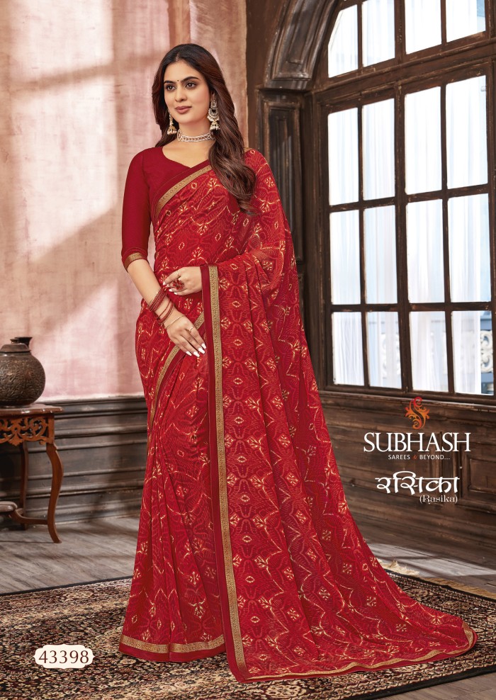 Red Georgette saree