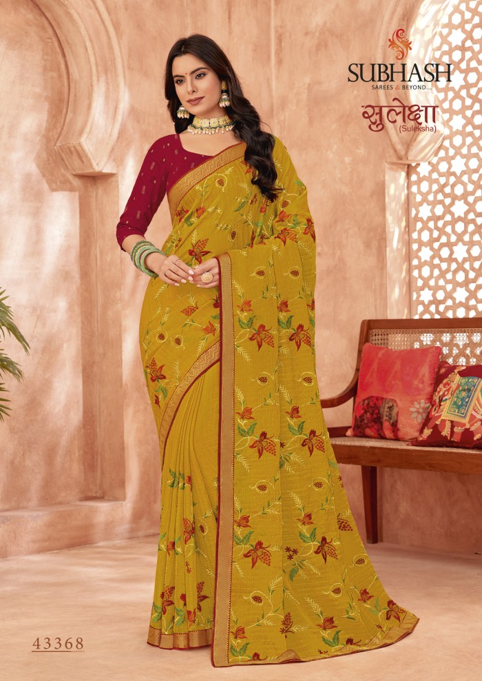 Mustard Chiffon saree