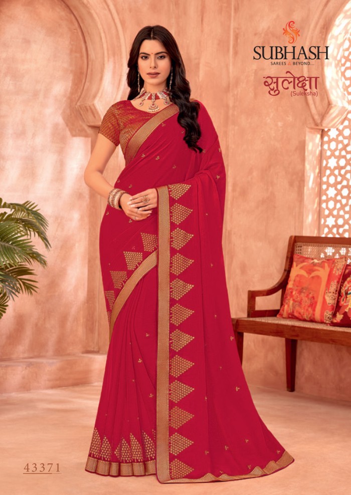 Red Chiffon saree