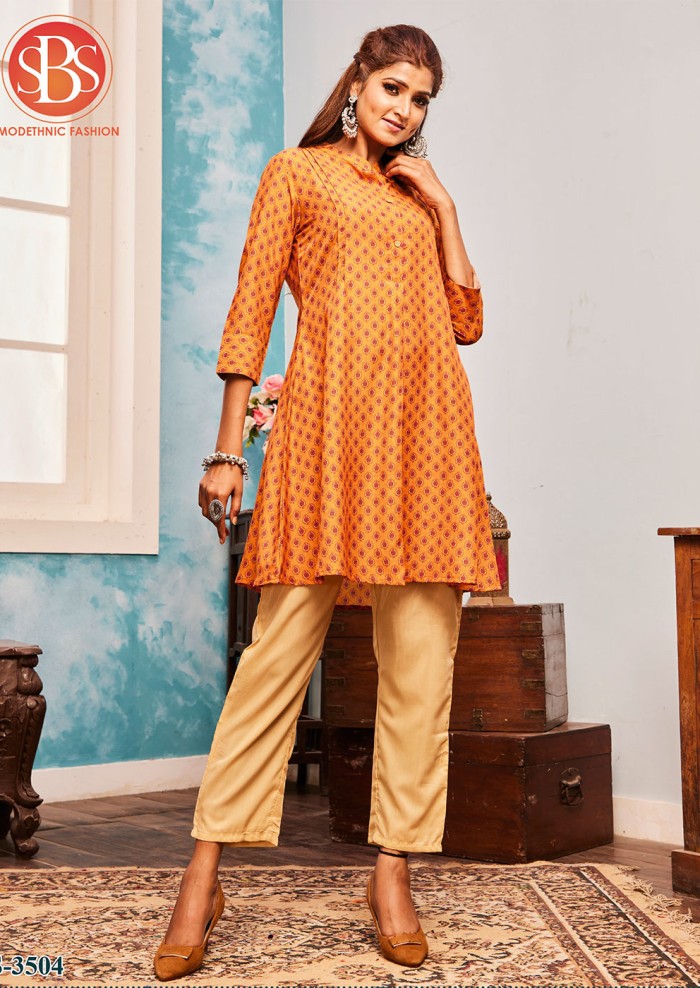 ORANGE  MUSLIN KURTI SAISHA S 3504 