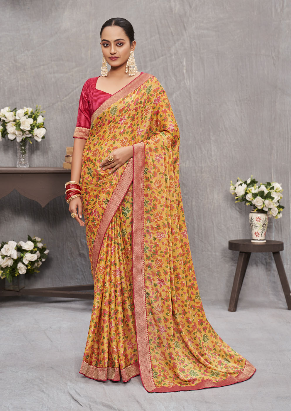 Yellow Tusser Silk Saree | Ashvi Collection | Subhash Sarees