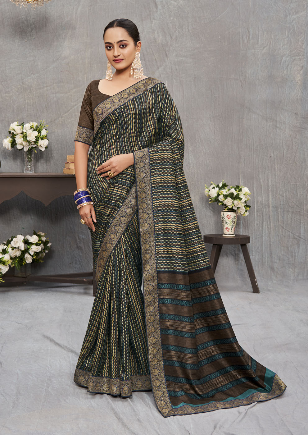 Brown Tusser Silk Saree | Ashvi Collection | Subhash Sarees