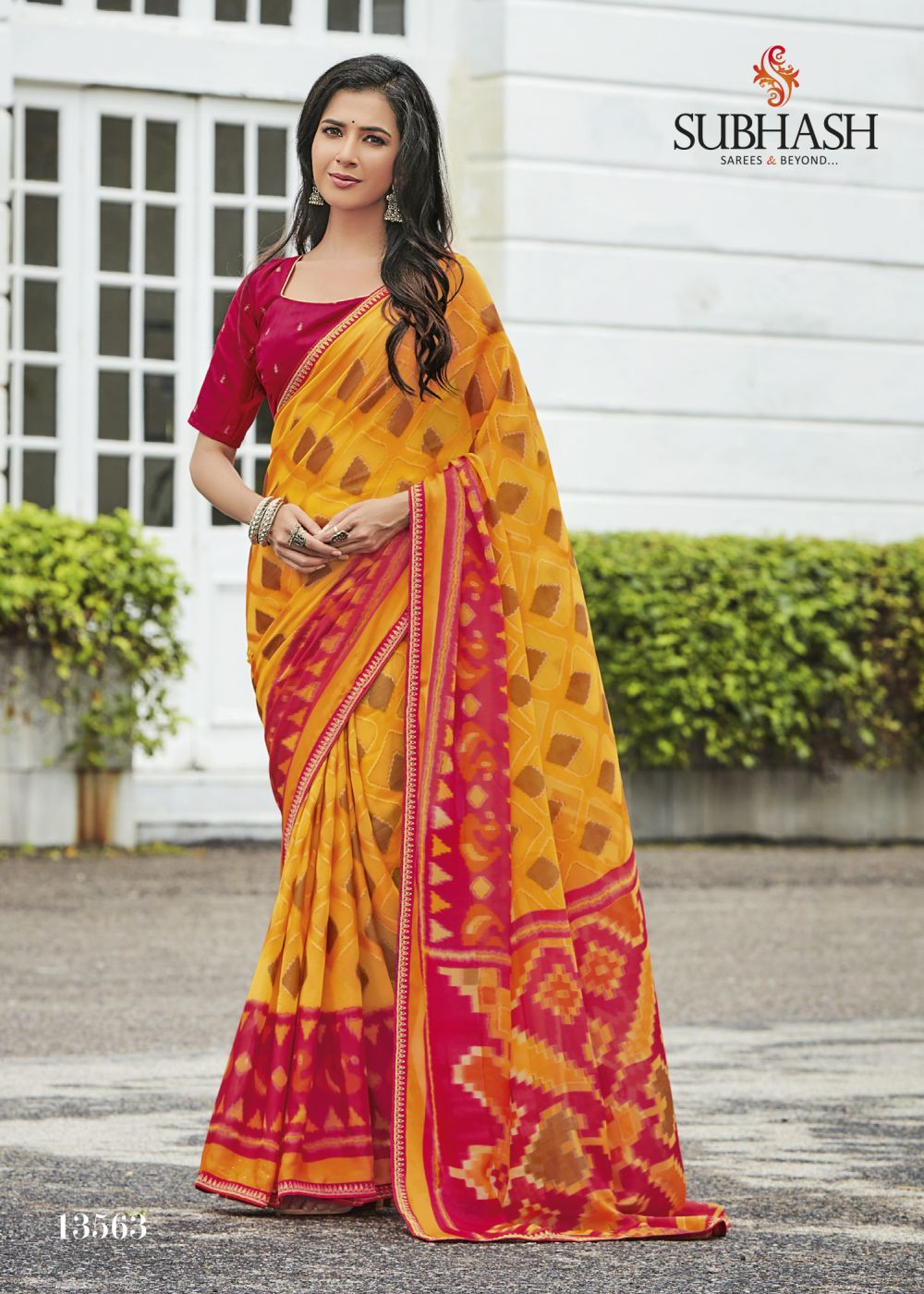 YELLOW & PINK BRASSO SAREE ALL TIME HIT 13563 | Subhash Saree