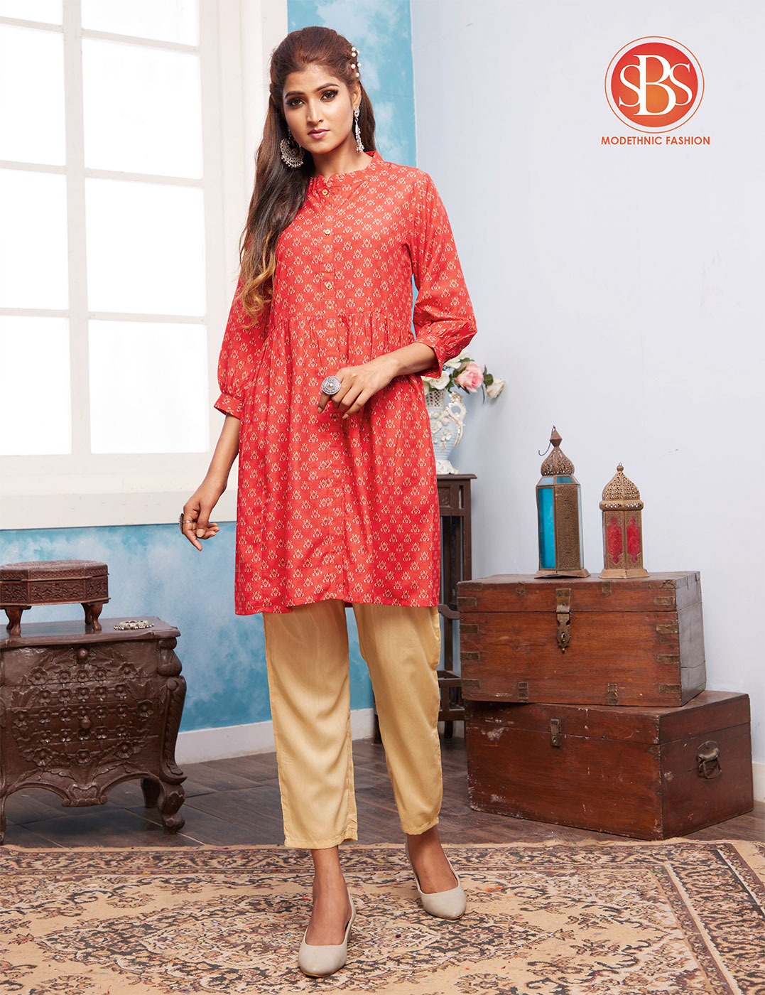 Red Muslin Kurti Saisha S 3501 | Subhash Sarees