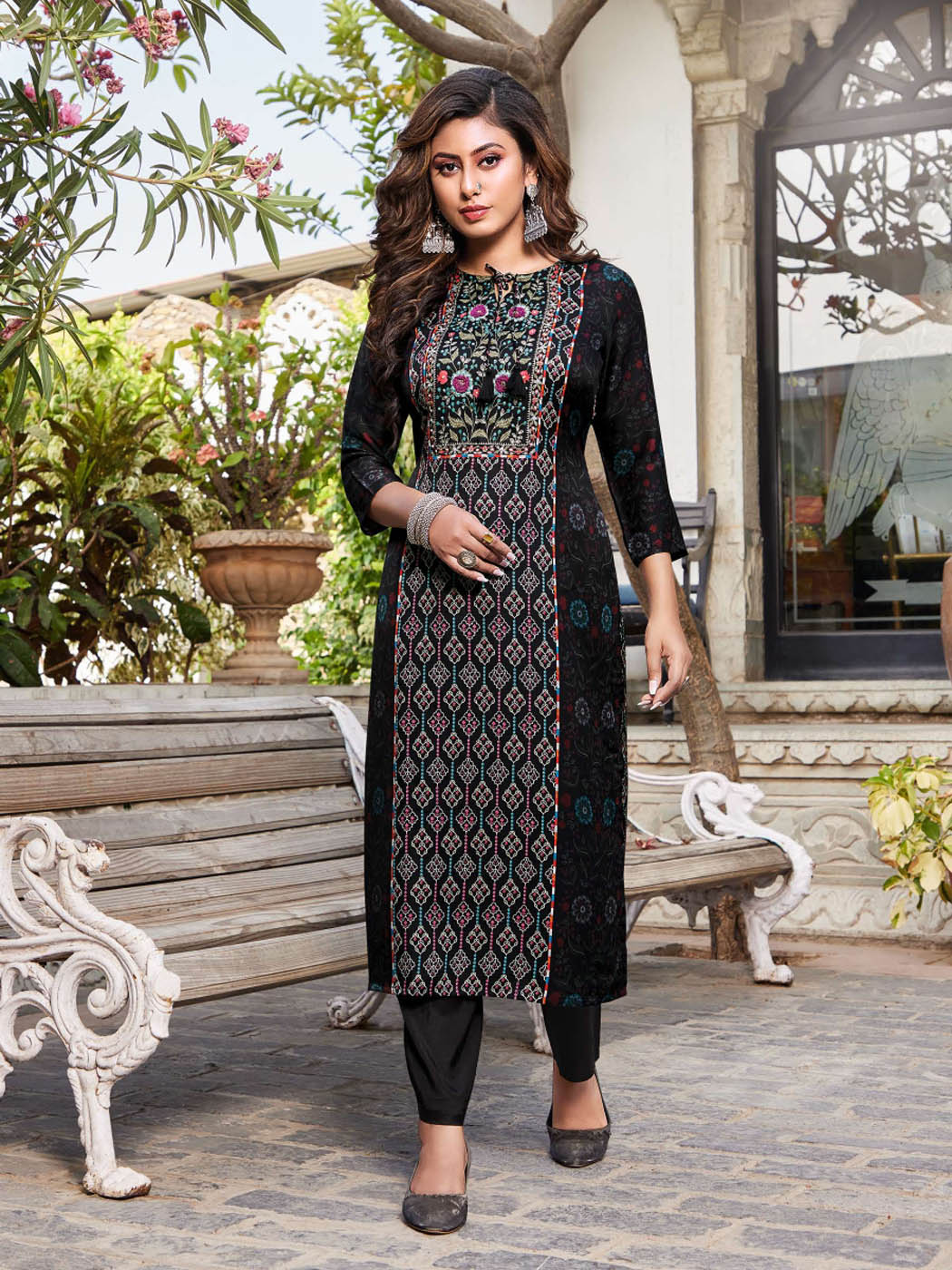 Black Straight Kurti | Subhash Sarees