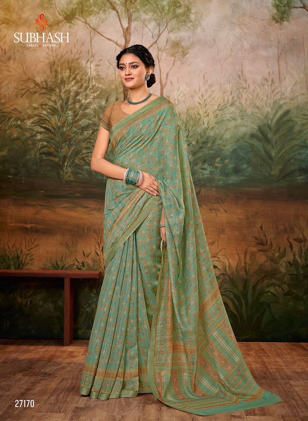 Pastel Green Saree | Drishyam 2 Collections @ Subhash Sarees