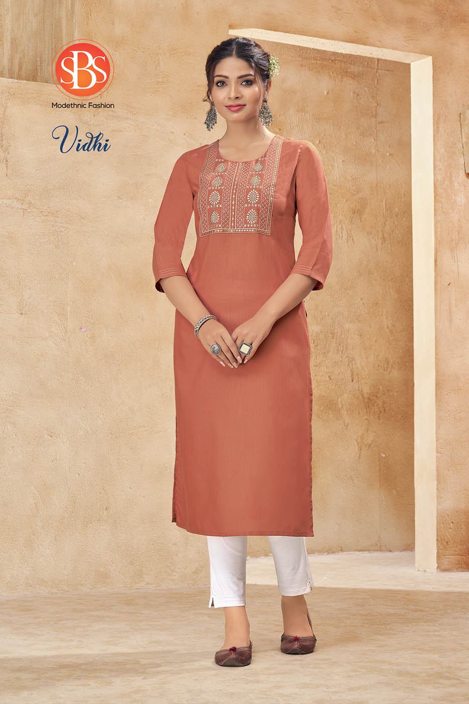 Peach Straight Kurti | Subhash Sarees